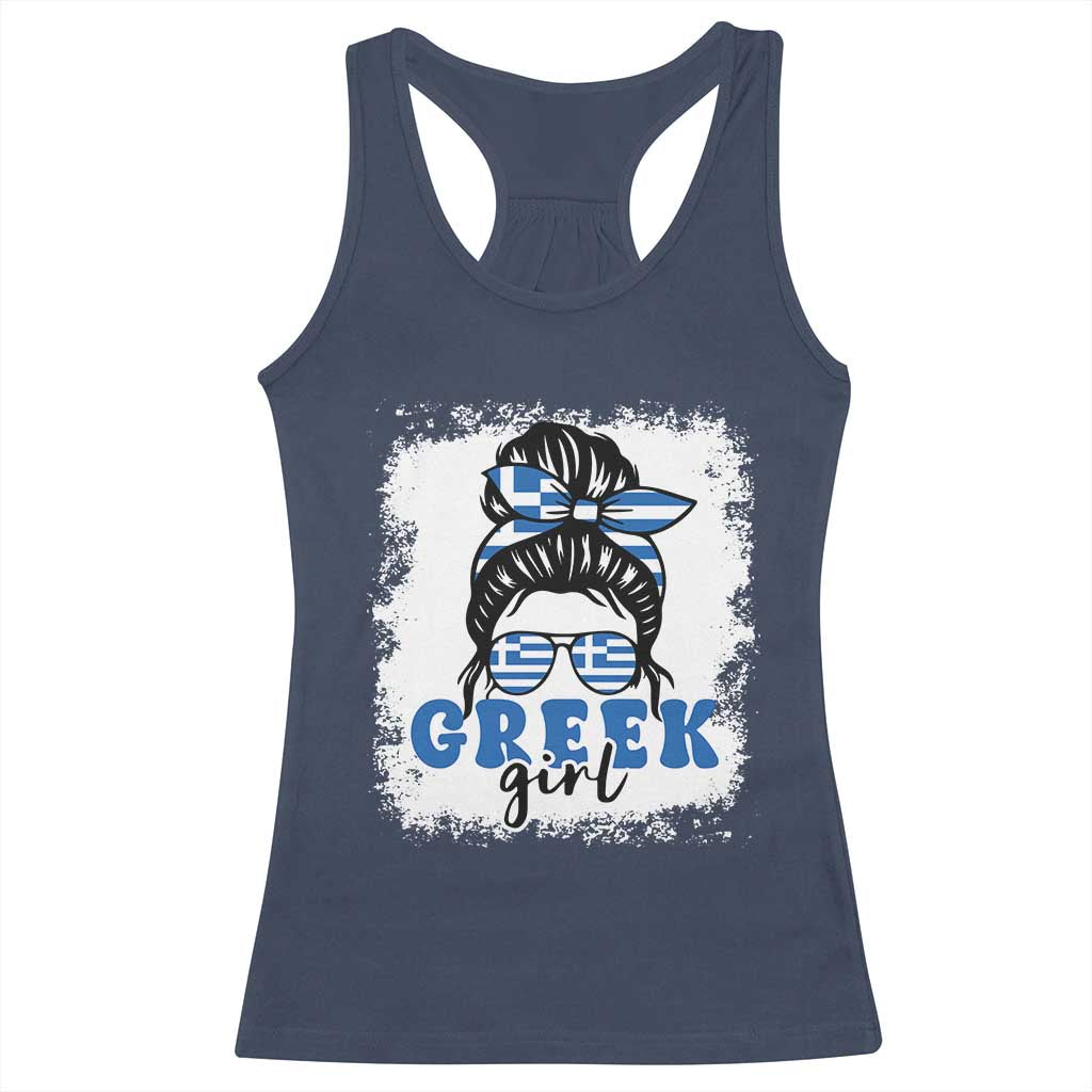 Greek Girl Pride Racerback Tank Top Proud Greece Messy Bun Girl TS09 Navy Print Your Wear