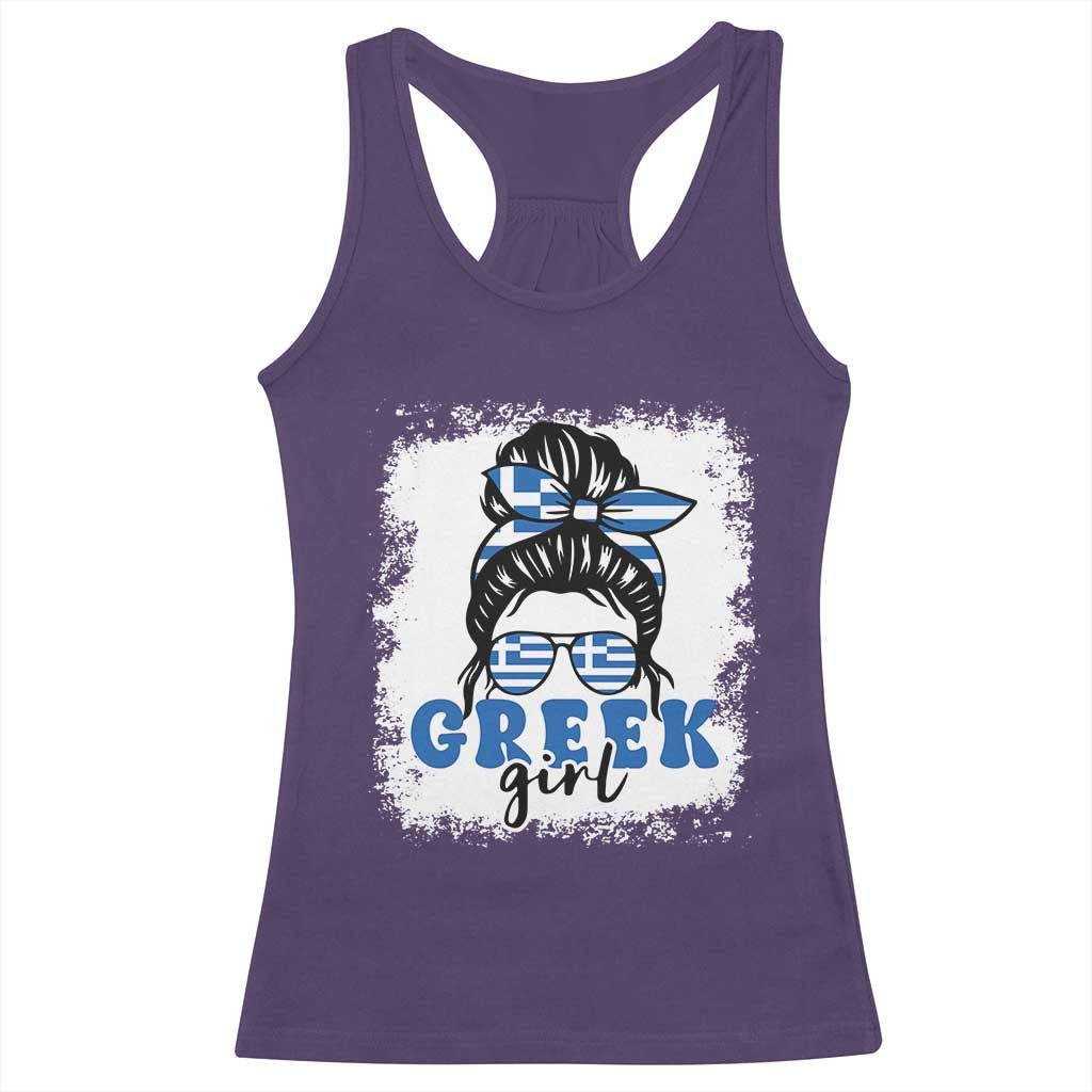 Greek Girl Pride Racerback Tank Top Proud Greece Messy Bun Girl TS09 Purple Print Your Wear
