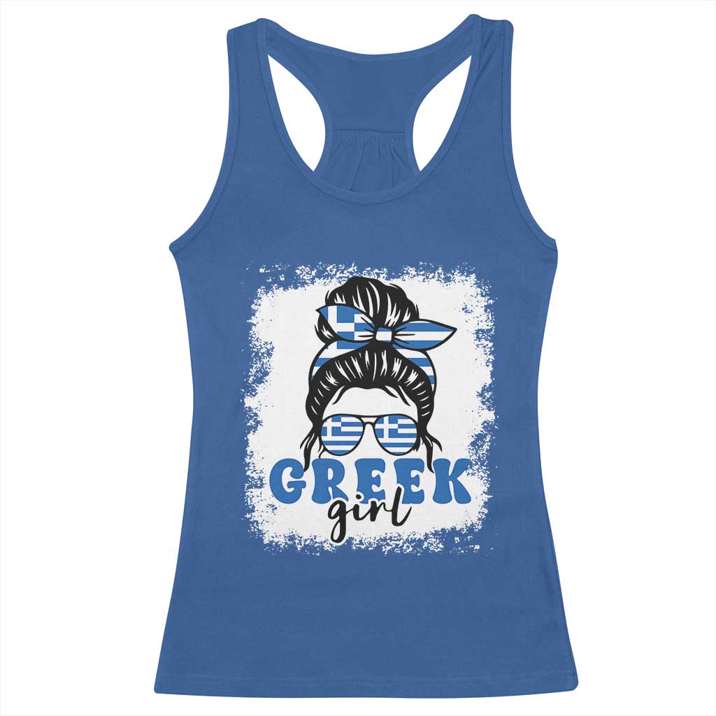 Greek Girl Pride Racerback Tank Top Proud Greece Messy Bun Girl TS09 Royal Blue Print Your Wear