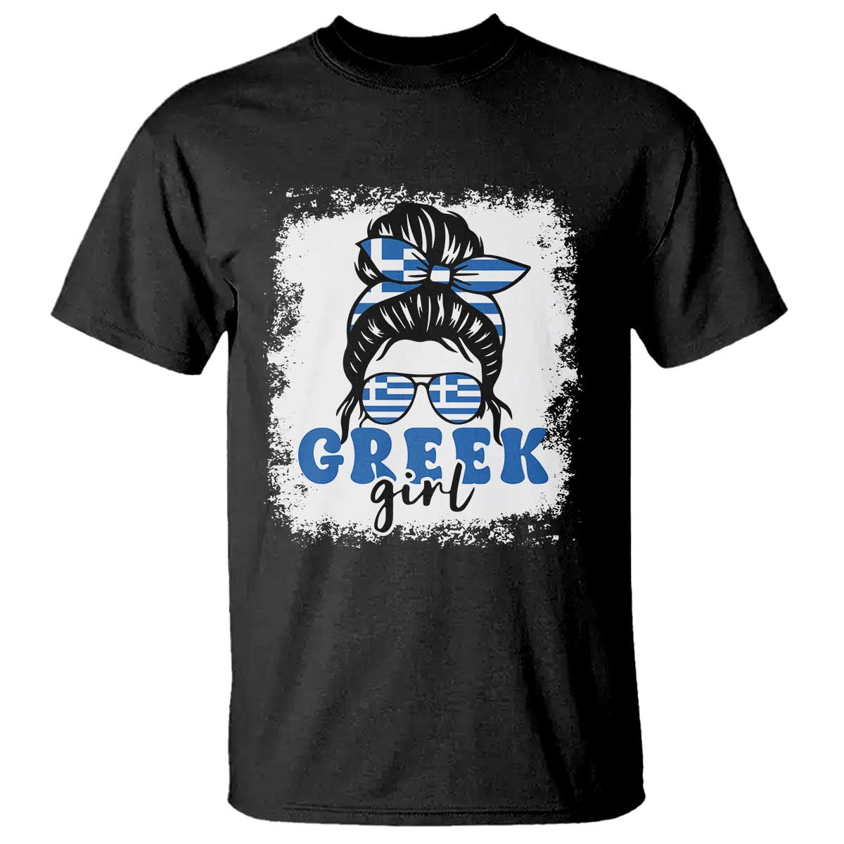 Greek Girl Pride T Shirt Proud Greece Messy Bun Girl TS09 Black Print Your Wear