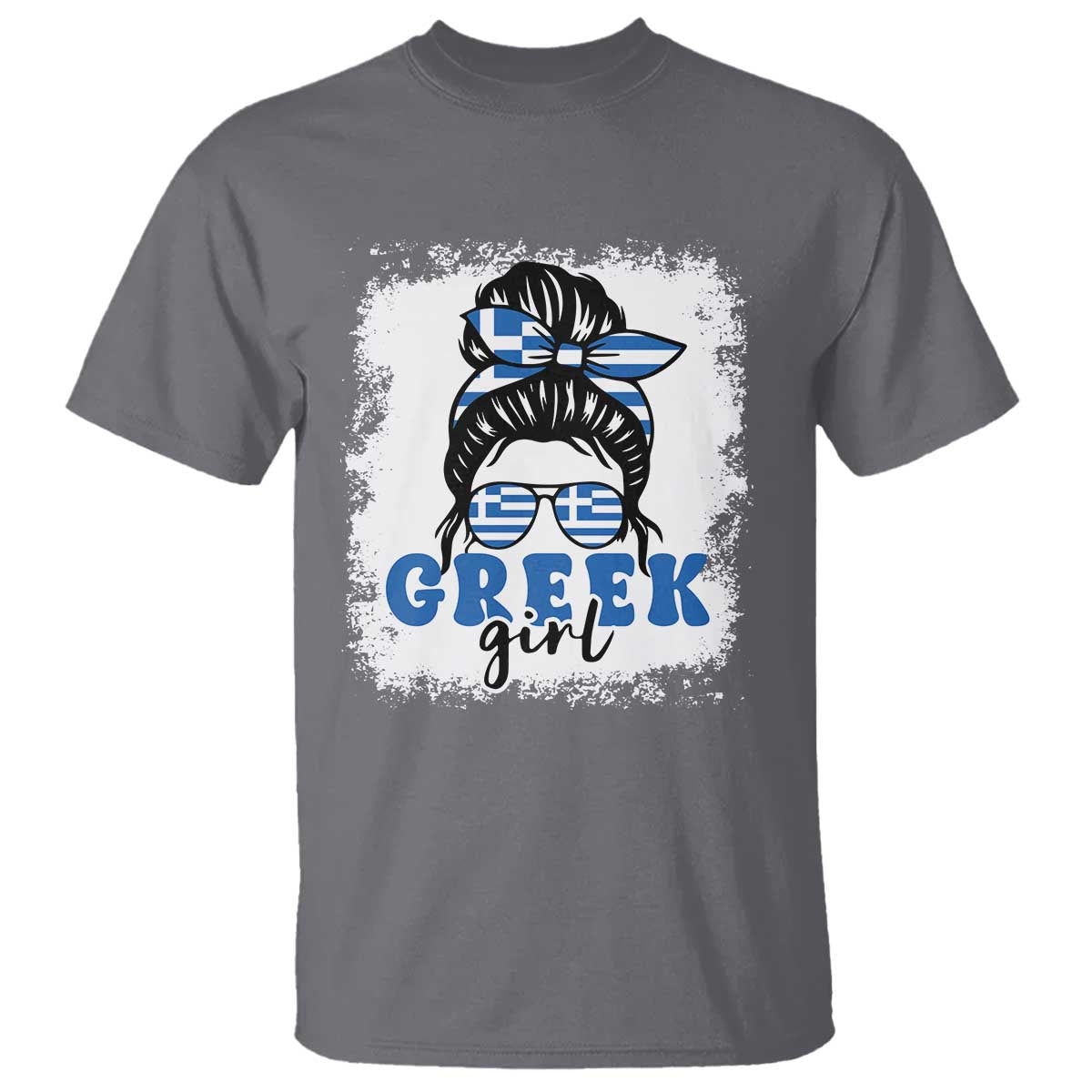 Greek Girl Pride T Shirt Proud Greece Messy Bun Girl TS09 Charcoal Print Your Wear
