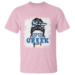 Greek Girl Pride T Shirt Proud Greece Messy Bun Girl TS09 Light Pink Print Your Wear