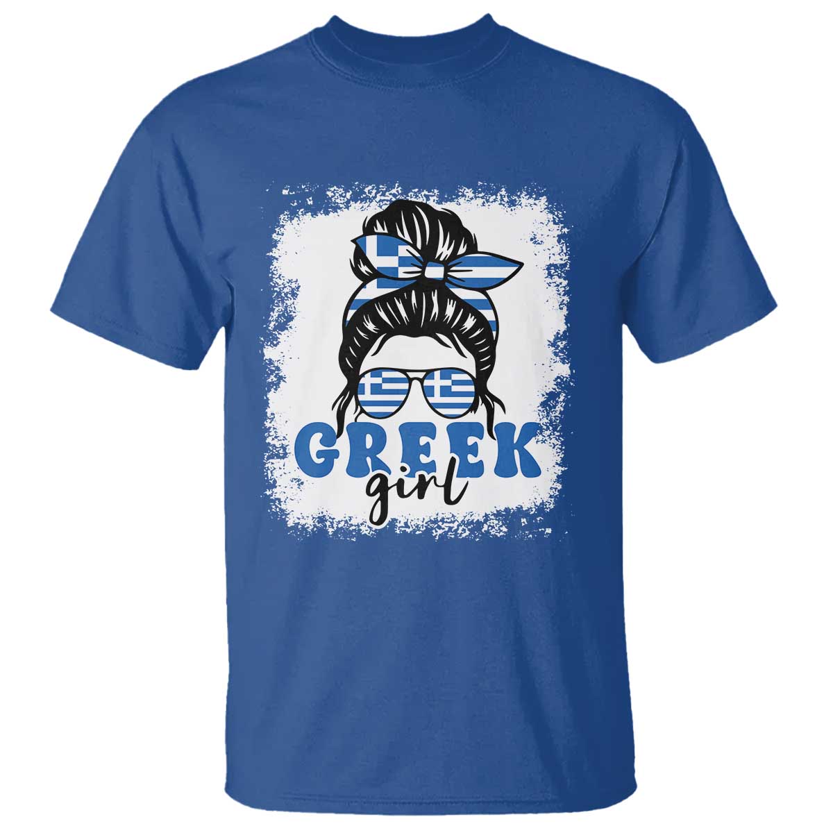 Greek Girl Pride T Shirt Proud Greece Messy Bun Girl TS09 Royal Blue Print Your Wear