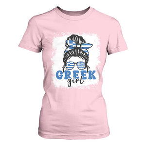 Greek Girl Pride T Shirt For Women Proud Greece Messy Bun Girl TS09 Light Pink Print Your Wear
