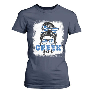 Greek Girl Pride T Shirt For Women Proud Greece Messy Bun Girl TS09 Navy Print Your Wear