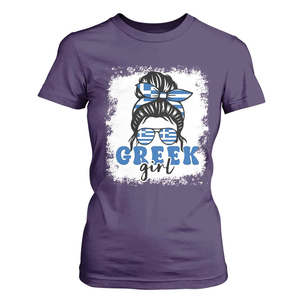 Greek Girl Pride T Shirt For Women Proud Greece Messy Bun Girl TS09 Purple Print Your Wear