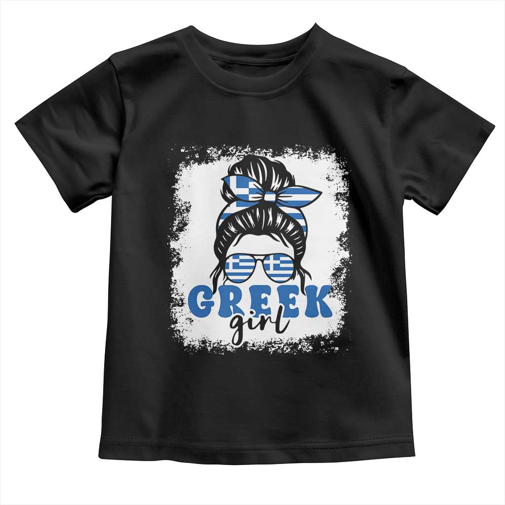 Greek Girl Pride Toddler T Shirt Proud Greece Messy Bun Girl TS09 Black Print Your Wear
