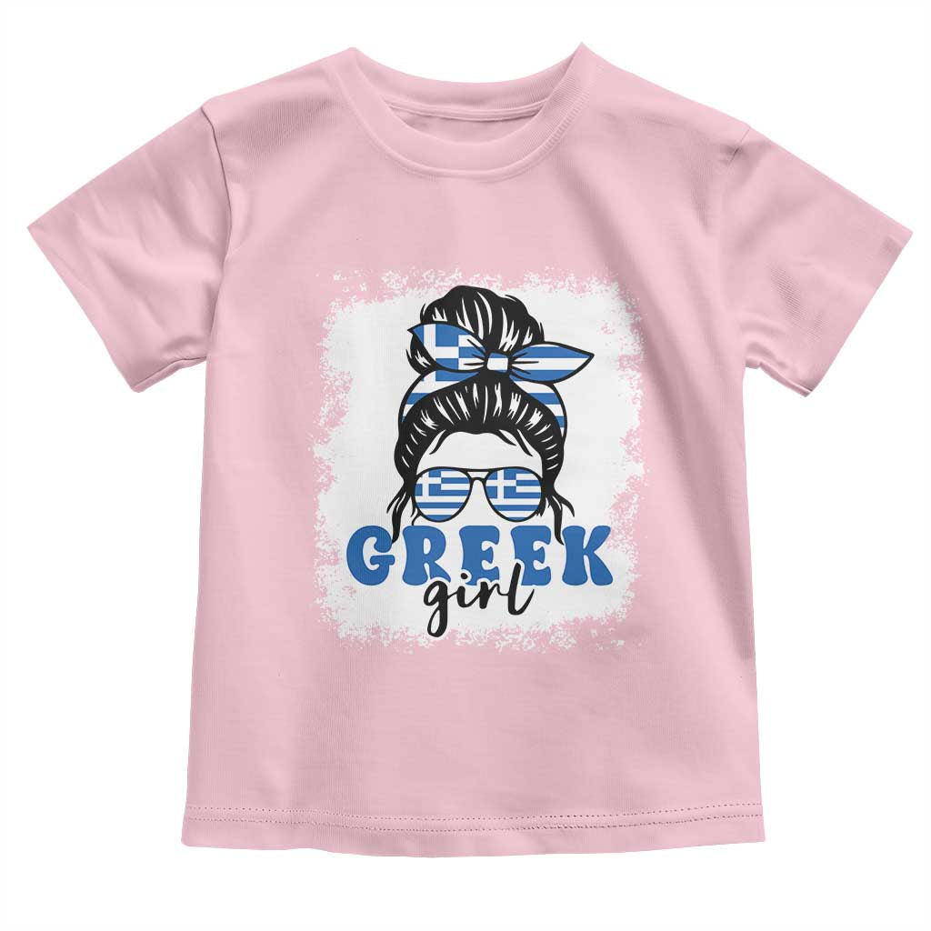 Greek Girl Pride Toddler T Shirt Proud Greece Messy Bun Girl TS09 Light Pink Print Your Wear