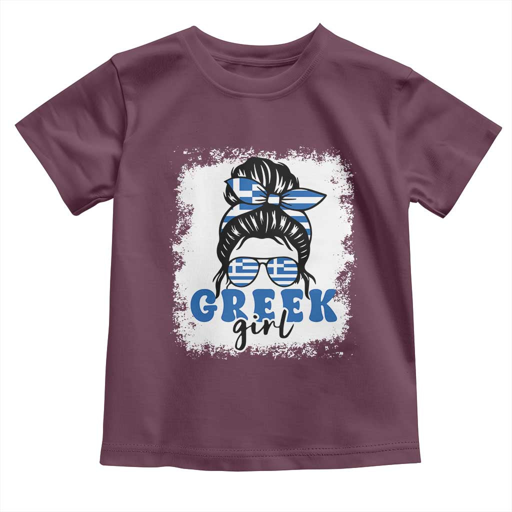 Greek Girl Pride Toddler T Shirt Proud Greece Messy Bun Girl TS09 Maroon Print Your Wear