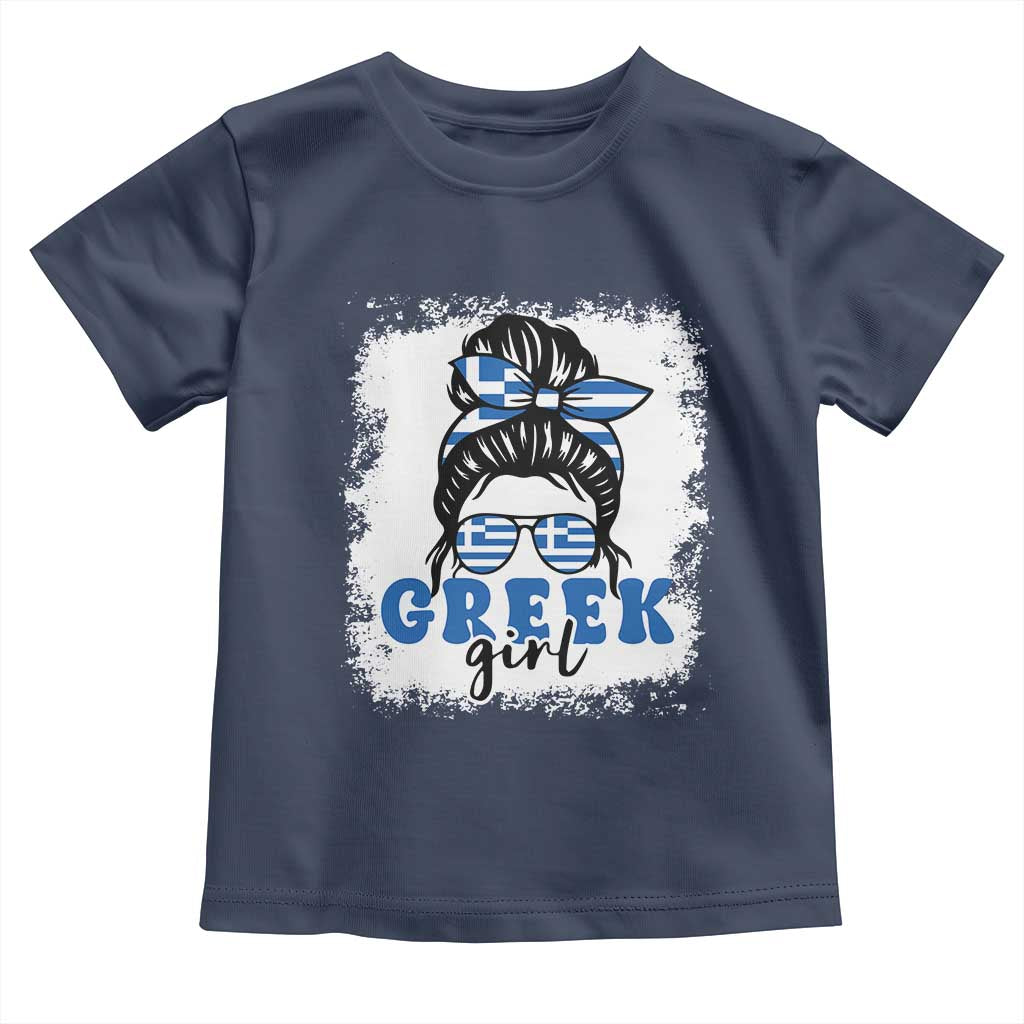 Greek Girl Pride Toddler T Shirt Proud Greece Messy Bun Girl TS09 Navy Print Your Wear