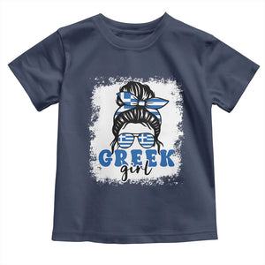 Greek Girl Pride Toddler T Shirt Proud Greece Messy Bun Girl TS09 Navy Print Your Wear