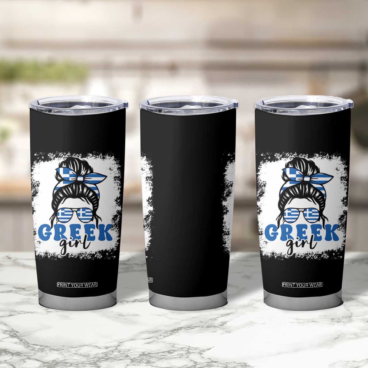 Greek Girl Pride Tumbler Cup Proud Greece Messy Bun Girl TS09 Print Your Wear