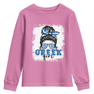 Greek Girl Pride Youth Sweatshirt Proud Greece Messy Bun Girl TS09 Azalea Print Your Wear