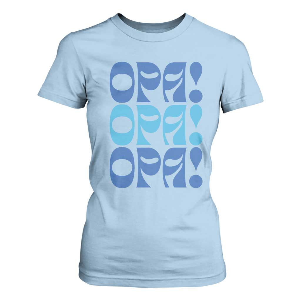 Greek Oops Opa T Shirt For Women TS09 Light Blue Print Your Wear
