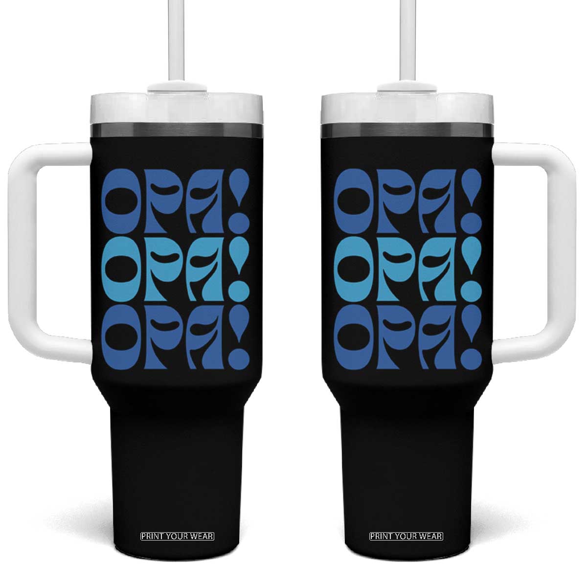 Greek Oops Opa Tumbler With Handle TS09 One Size: 40 oz Black Print Your Wear