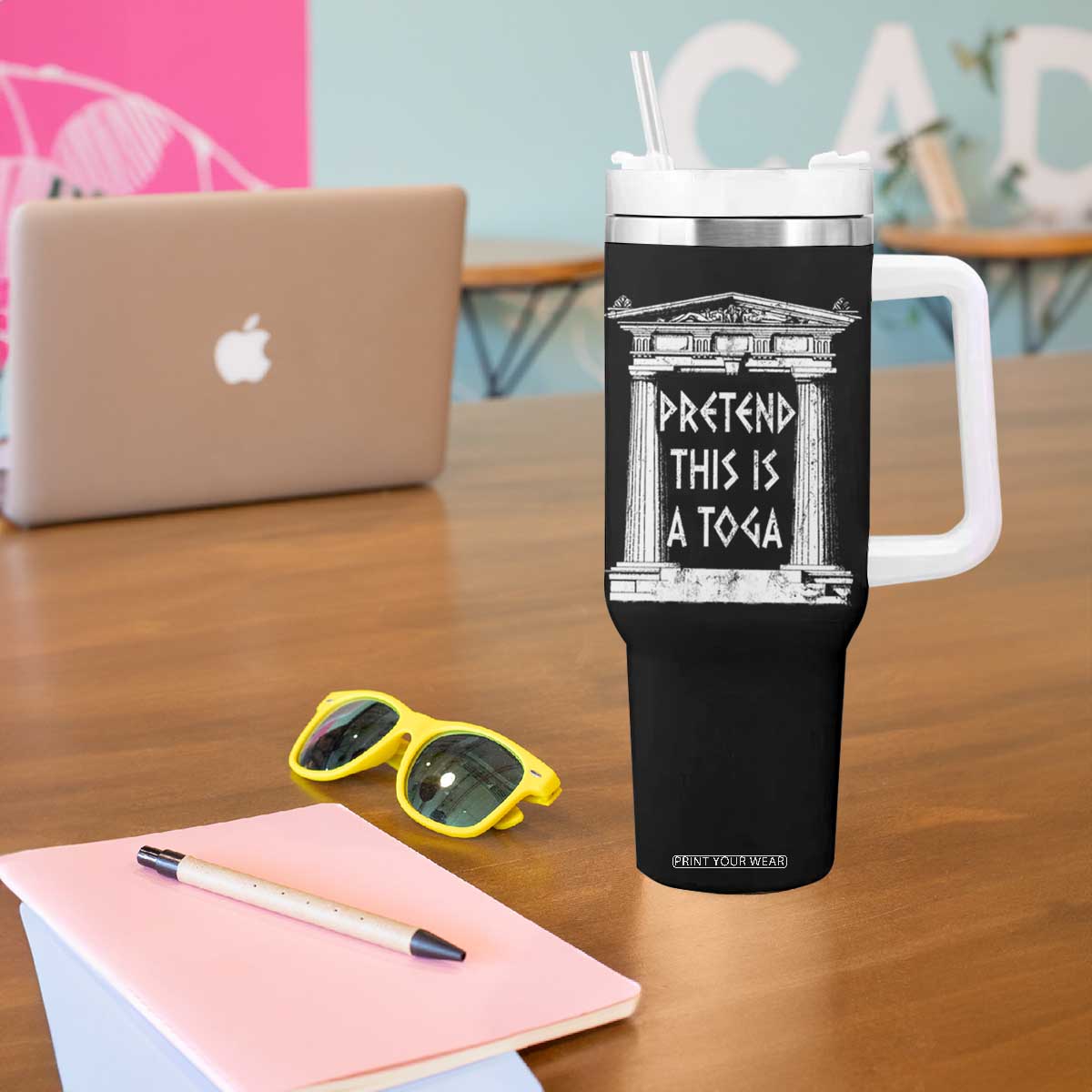 Greek Pride Tumbler With Handle Pretend This Is A Toga Party TS09 Print Your Wear