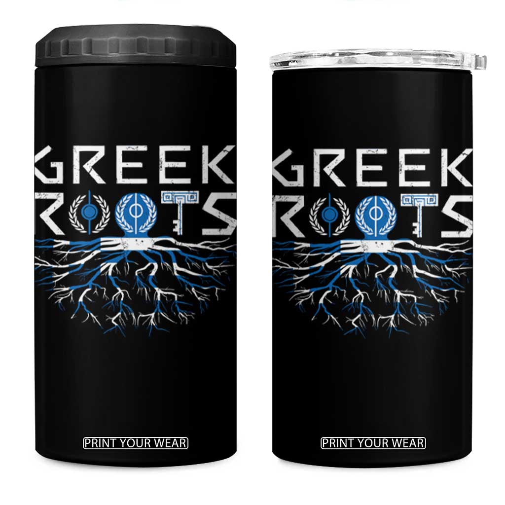 Greek Roots Pride 4 in 1 Can Cooler Tumbler TS09 One Size: 16 oz Black Print Your Wear