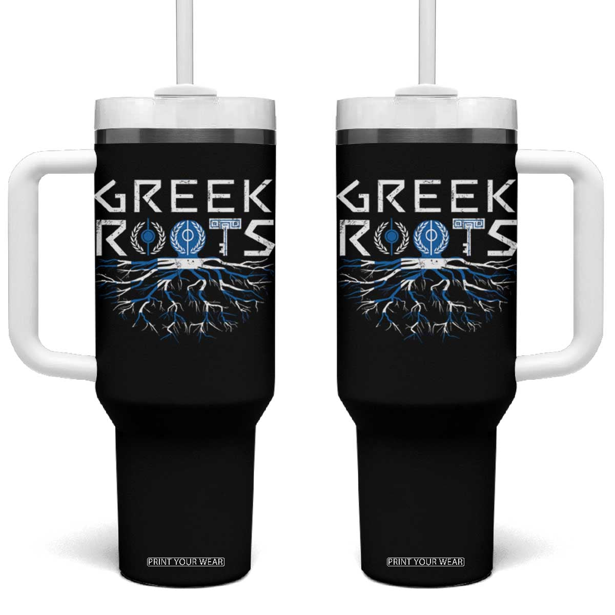 Greek Roots Pride Tumbler With Handle TS09 One Size: 40 oz Black Print Your Wear