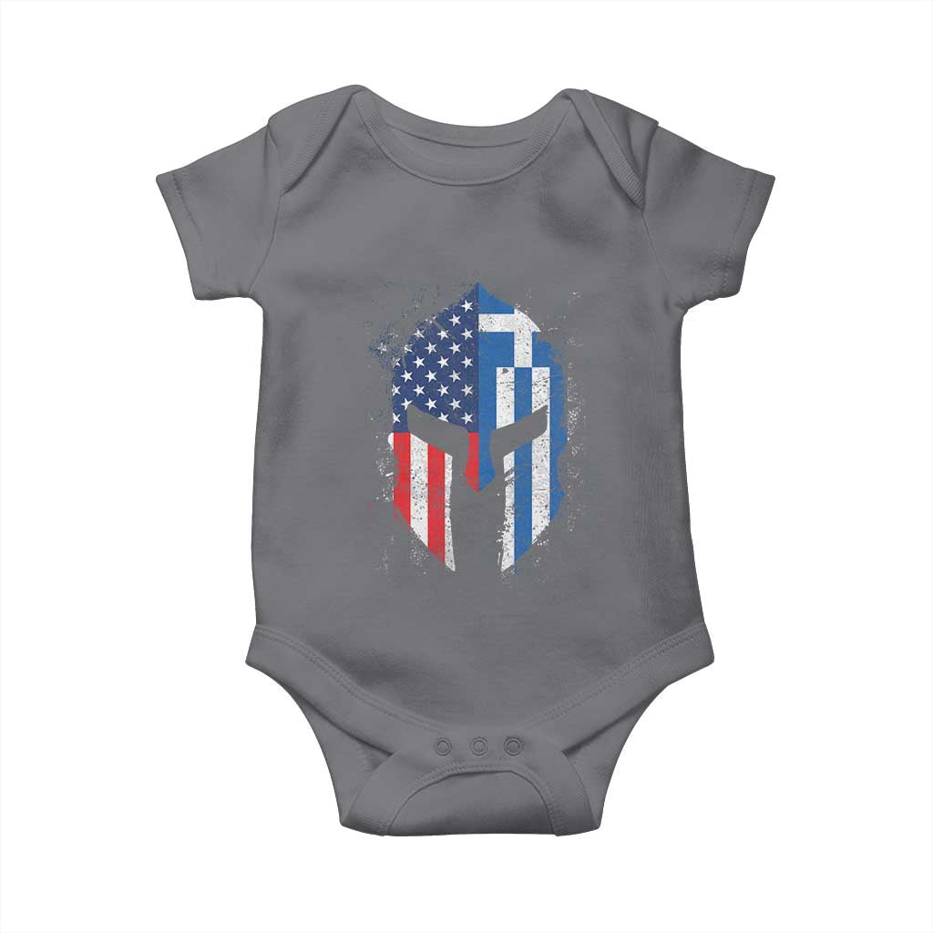 Greek American Pride Baby Onesie Greece Spartan Helmet TS09 Charcoal Print Your Wear