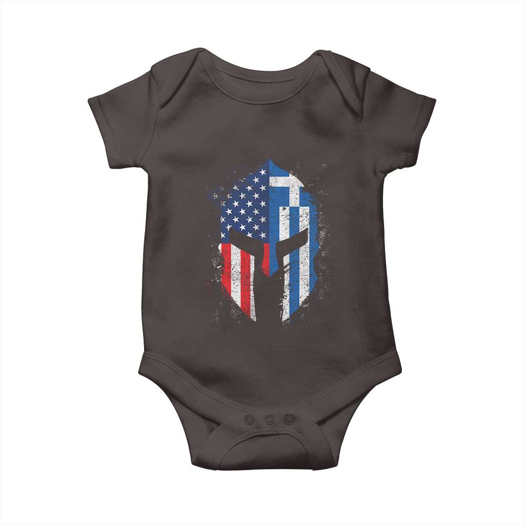 Greek American Pride Baby Onesie Greece Spartan Helmet TS09 Dark Chocolate Print Your Wear