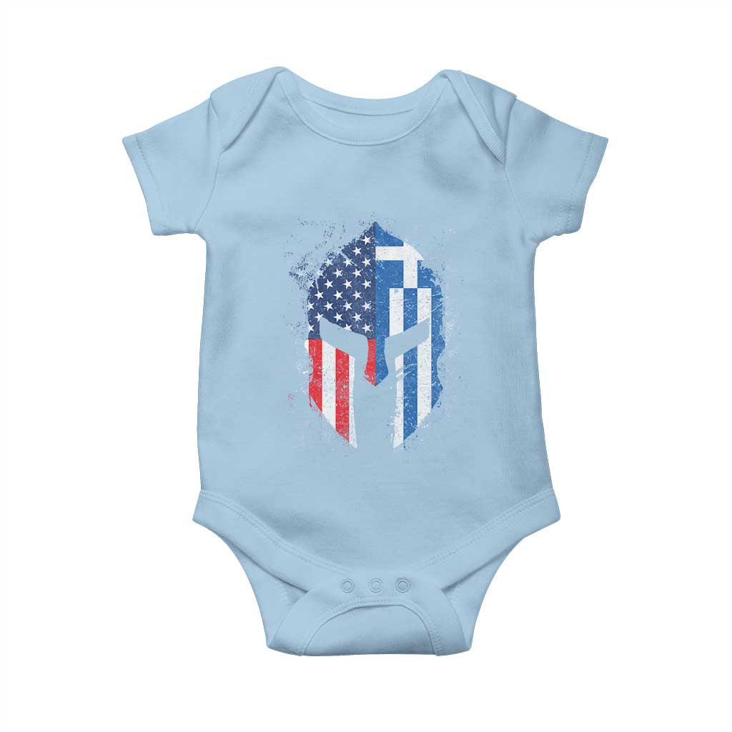 Greek American Pride Baby Onesie Greece Spartan Helmet TS09 Light Blue Print Your Wear