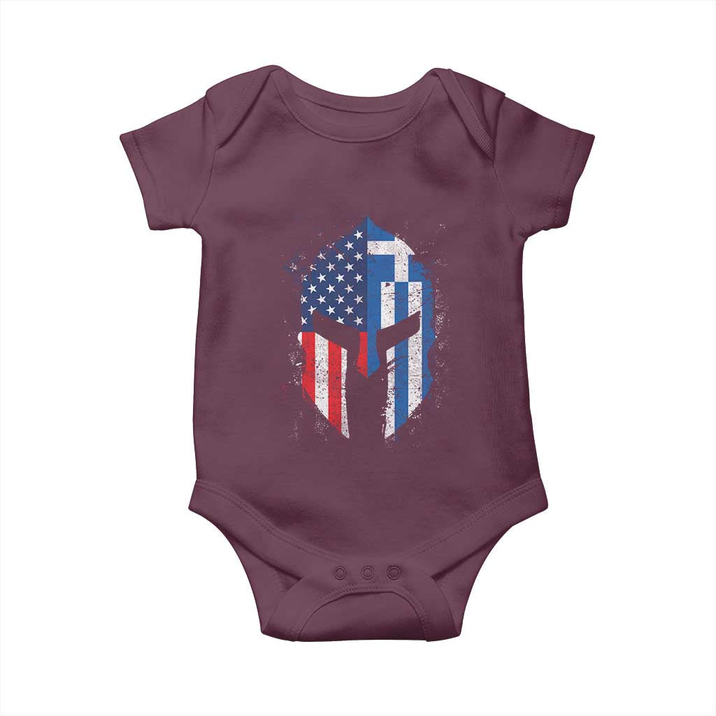 Greek American Pride Baby Onesie Greece Spartan Helmet TS09 Maroon Print Your Wear