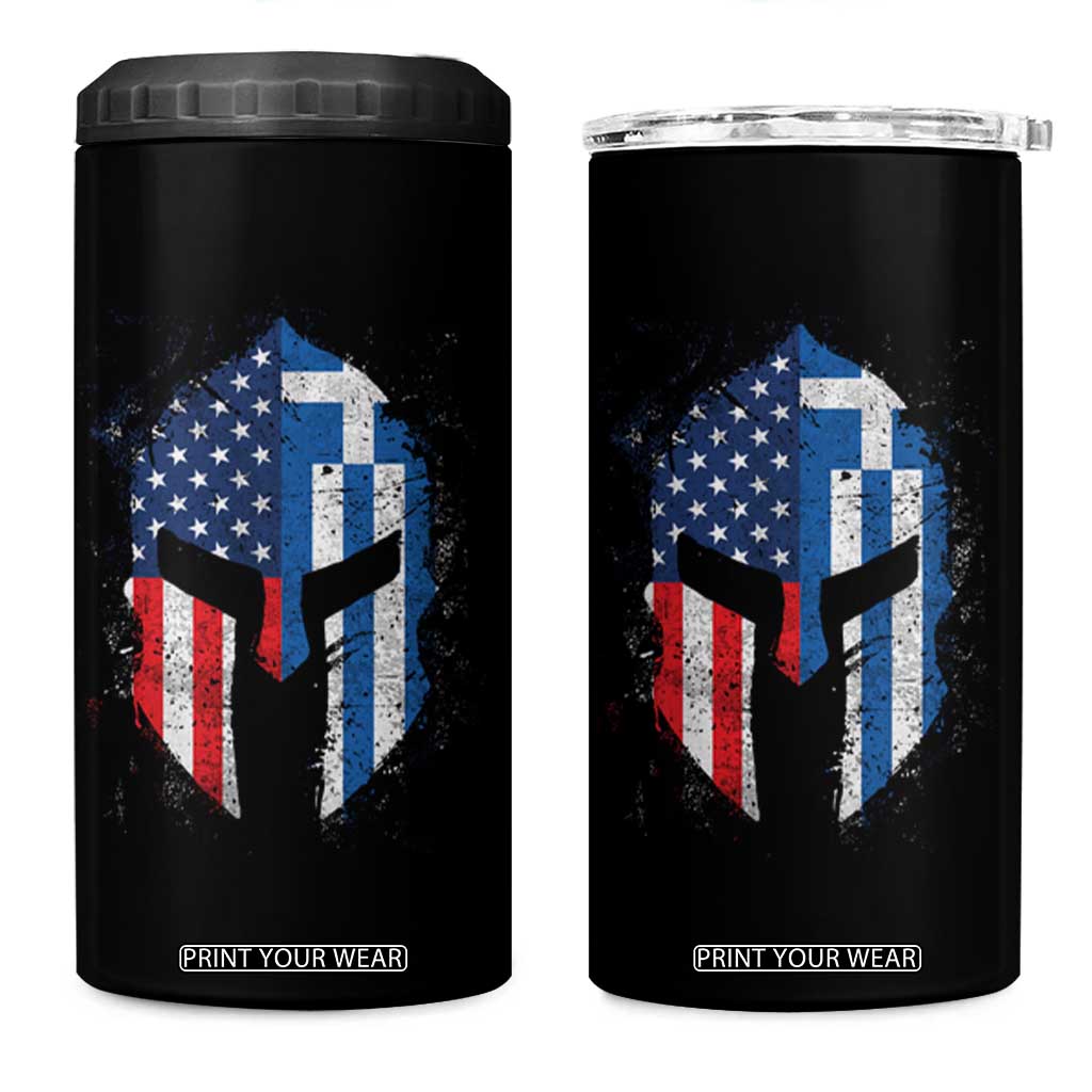Greek American Pride 4 in 1 Can Cooler Tumbler Greece Spartan Helmet TS09 One Size: 16 oz Black Print Your Wear