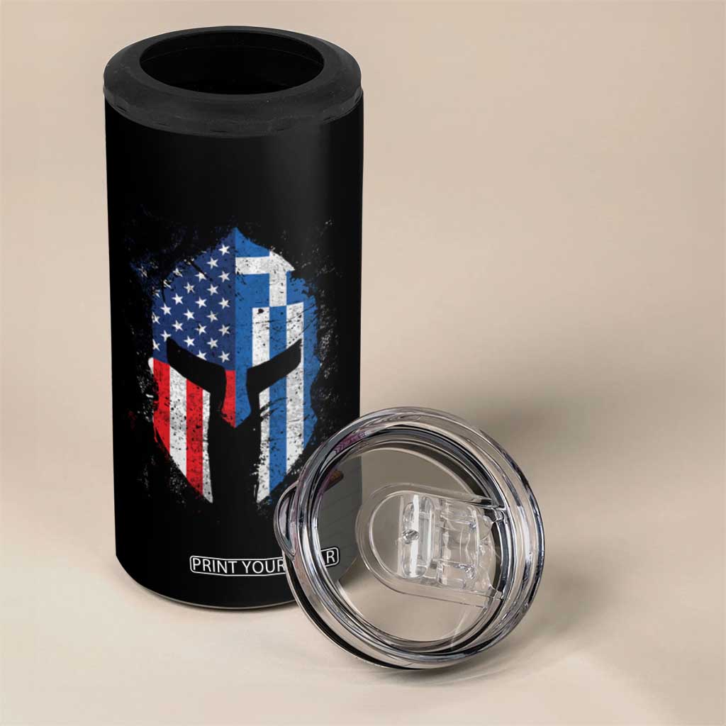 Greek American Pride 4 in 1 Can Cooler Tumbler Greece Spartan Helmet TS09 Print Your Wear
