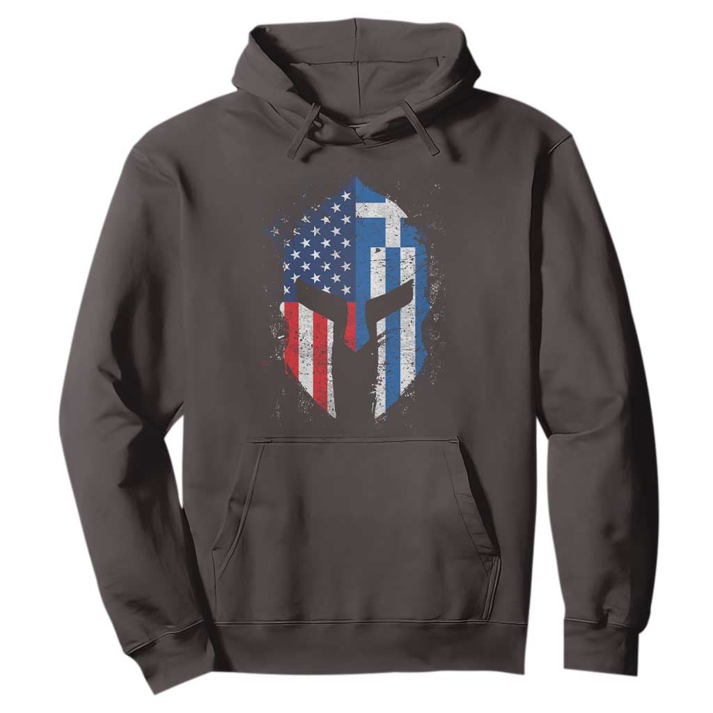 Greek American Pride Hoodie Greece Spartan Helmet TS09 Dark Chocolate Print Your Wear