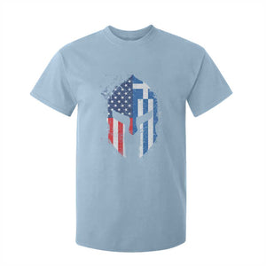 Greek American Pride T Shirt For Kid Greece Spartan Helmet TS09 Light Blue Print Your Wear