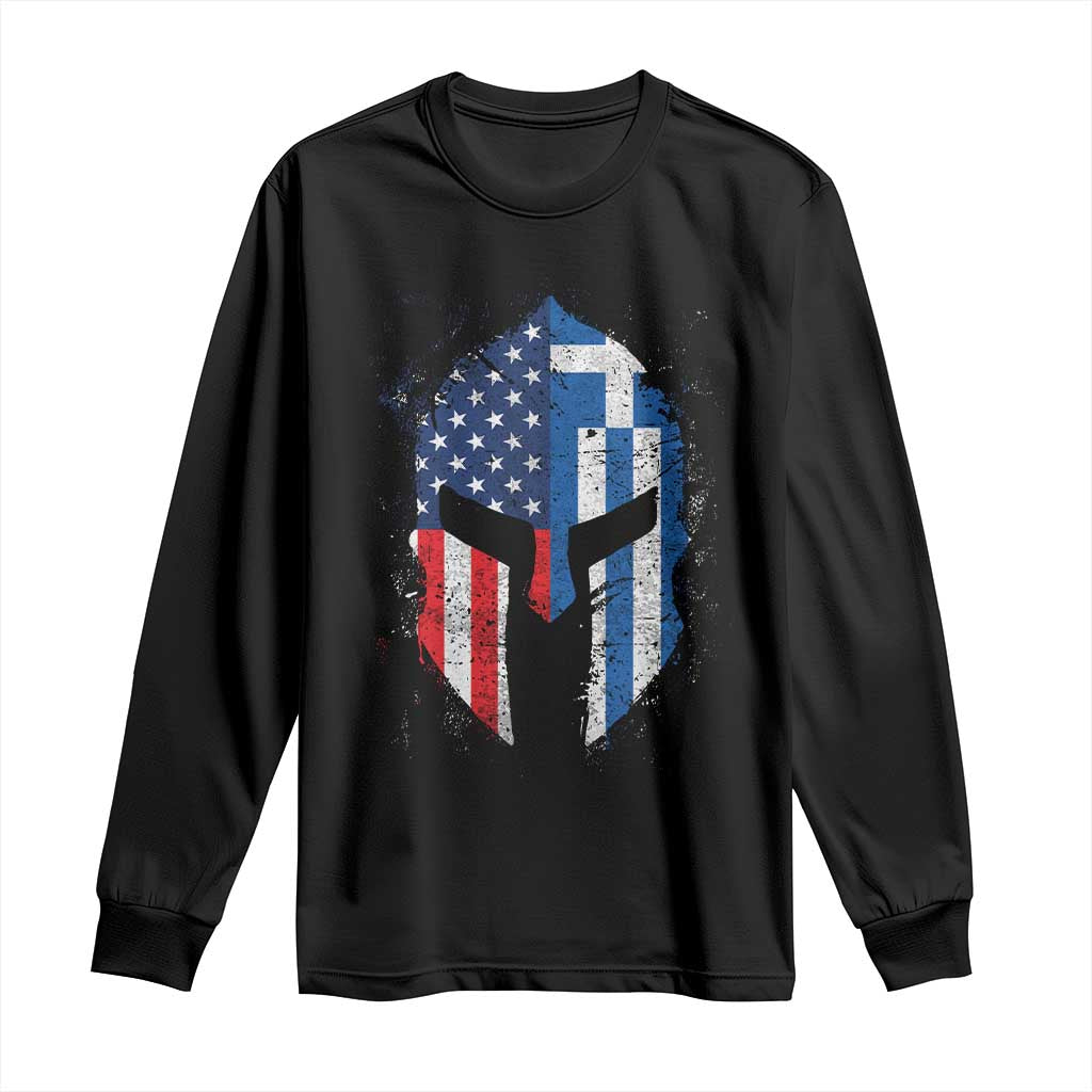 Greek American Pride Long Sleeve Shirt Greece Spartan Helmet TS09 Black Print Your Wear