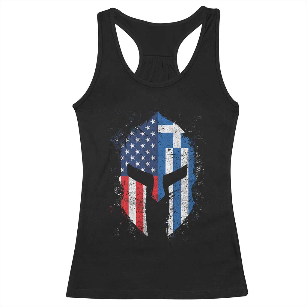 Greek American Pride Racerback Tank Top Greece Spartan Helmet TS09 Black Print Your Wear
