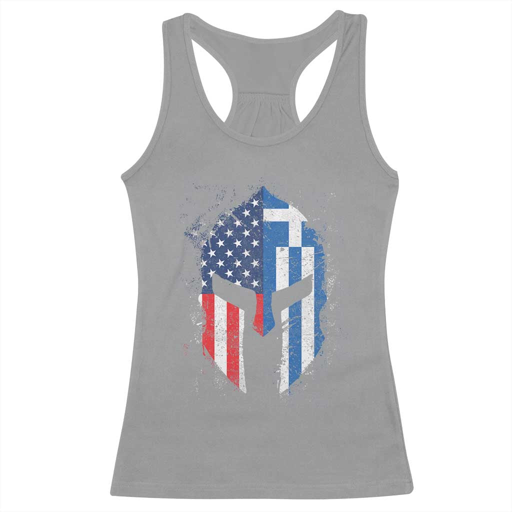 Greek American Pride Racerback Tank Top Greece Spartan Helmet TS09 Sport Gray Print Your Wear