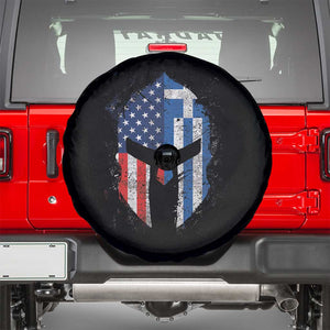 Greek American Pride Spare Tire Cover Greece Spartan Helmet TS09 Black Print Your Wear