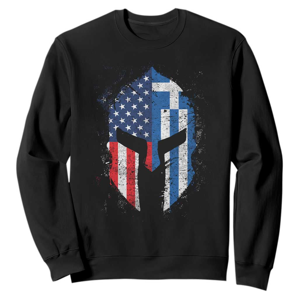 Greek American Pride Sweatshirt Greece Spartan Helmet TS09 Black Print Your Wear