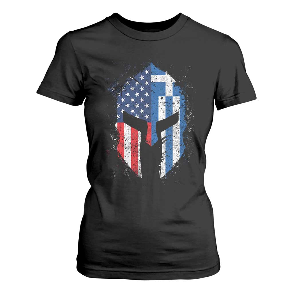 Greek American Pride T Shirt For Women Greece Spartan Helmet TS09 Black Print Your Wear