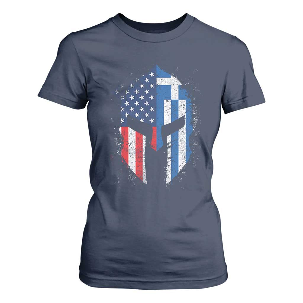 Greek American Pride T Shirt For Women Greece Spartan Helmet TS09 Navy Print Your Wear