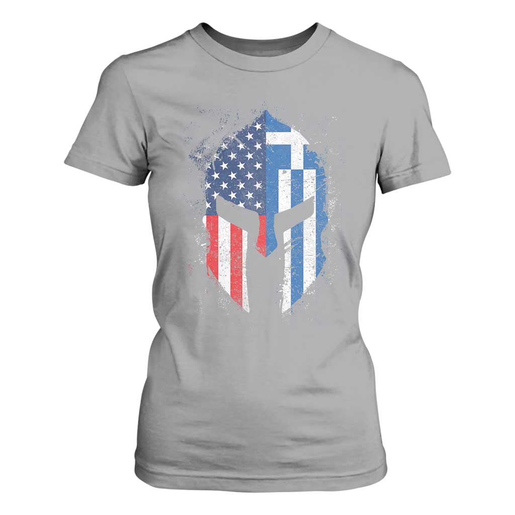 Greek American Pride T Shirt For Women Greece Spartan Helmet TS09 Sport Gray Print Your Wear