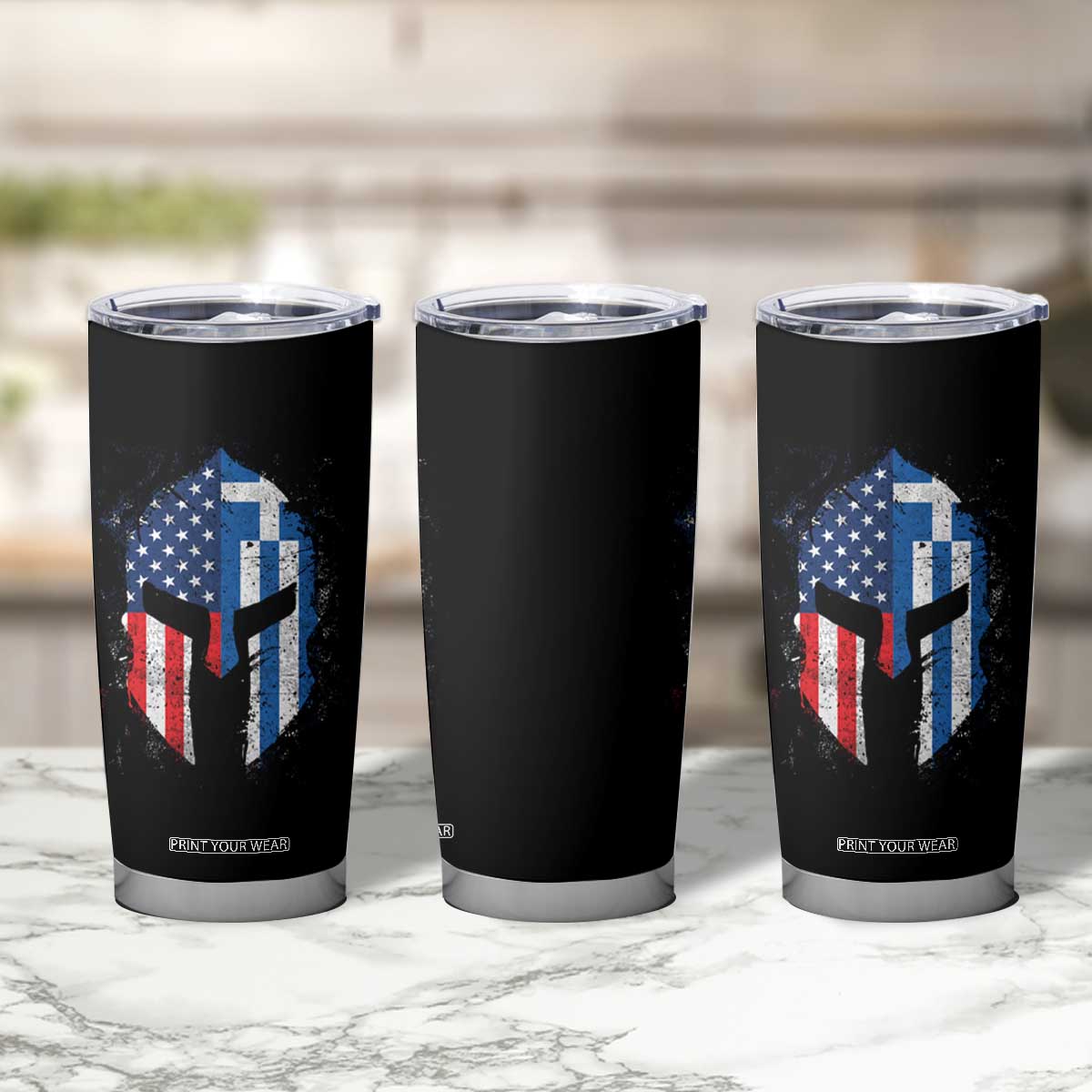Greek American Pride Tumbler Cup Greece Spartan Helmet TS09 Print Your Wear