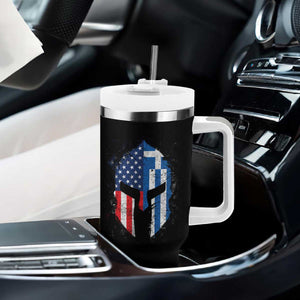 Greek American Pride Tumbler With Handle Greece Spartan Helmet TS09 Print Your Wear