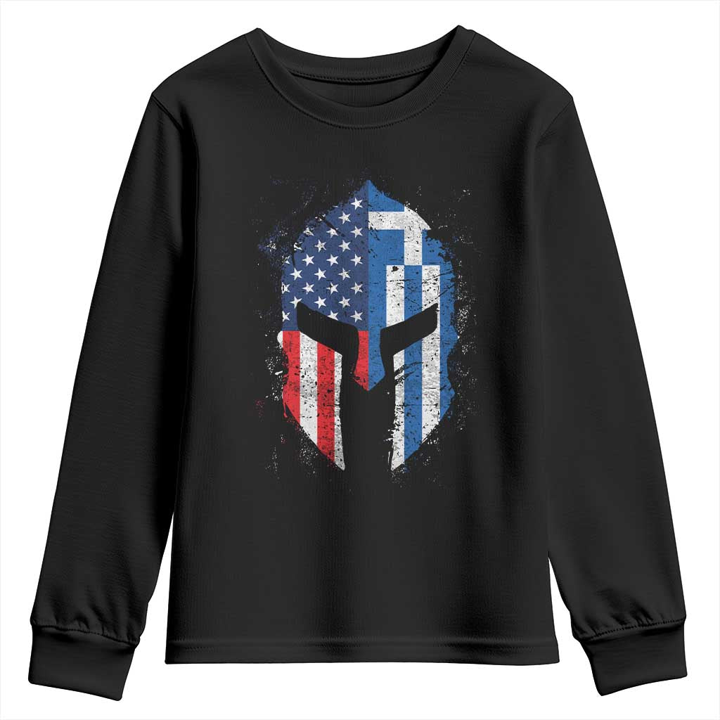Greek American Pride Youth Sweatshirt Greece Spartan Helmet TS09 Black Print Your Wear
