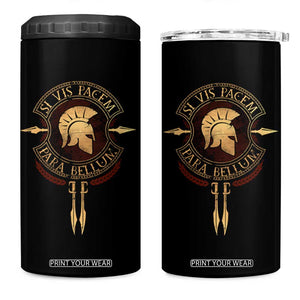 Sparta Greek 4 in 1 Can Cooler Tumbler Si Vis Pacem Para Bellum TS09 One Size: 16 oz Black Print Your Wear