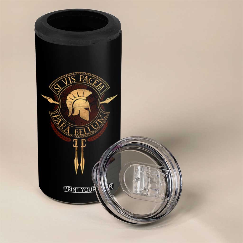 Sparta Greek 4 in 1 Can Cooler Tumbler Si Vis Pacem Para Bellum TS09 Print Your Wear