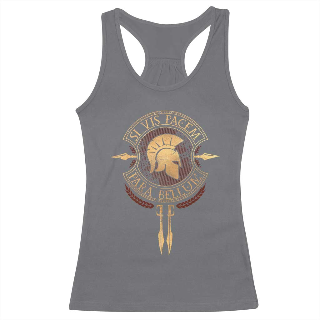 Sparta Greek Racerback Tank Top Si Vis Pacem Para Bellum TS09 Charcoal Print Your Wear