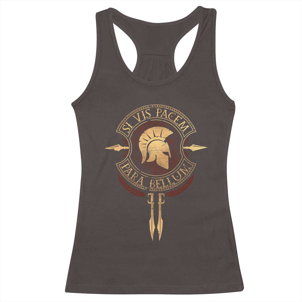 Sparta Greek Racerback Tank Top Si Vis Pacem Para Bellum TS09 Dark Chocolate Print Your Wear