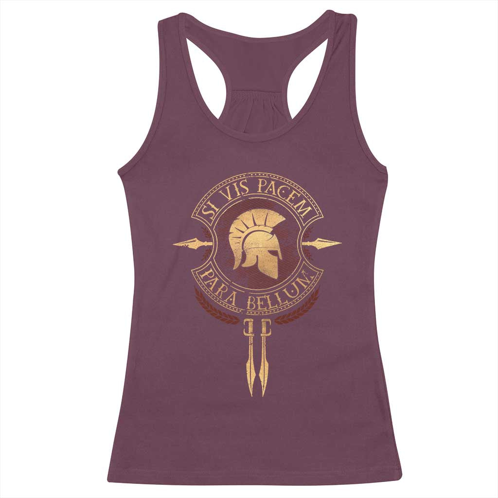 Sparta Greek Racerback Tank Top Si Vis Pacem Para Bellum TS09 Maroon Print Your Wear
