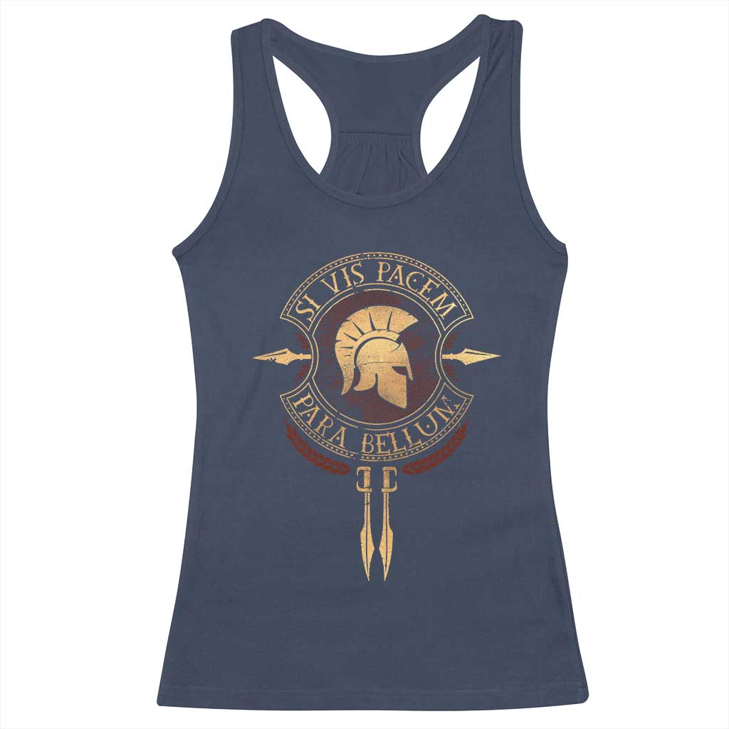 Sparta Greek Racerback Tank Top Si Vis Pacem Para Bellum TS09 Navy Print Your Wear