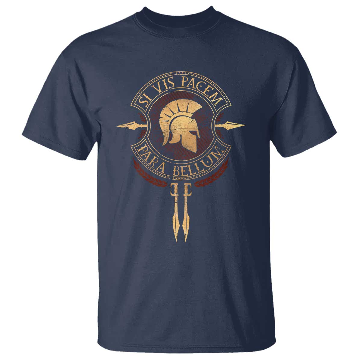 Sparta Greek T Shirt Si Vis Pacem Para Bellum TS09 Navy Print Your Wear