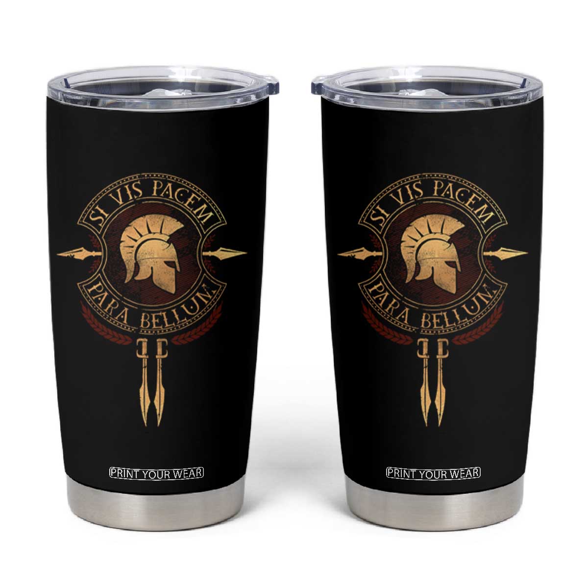 Sparta Greek Tumbler Cup Si Vis Pacem Para Bellum TS09 Black Print Your Wear