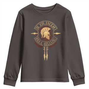 Sparta Greek Youth Sweatshirt Si Vis Pacem Para Bellum TS09 Dark Chocolate Print Your Wear